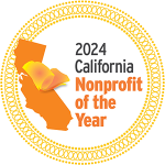 Official 2024 California Nonprofit of the Year Seal Official 2024 California Nonprofit of the Year award seal, featuring an orange California state silhouette and gold border.